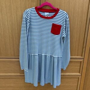 bella bliss Blue and White dropped waist Striped Dress, Size 8